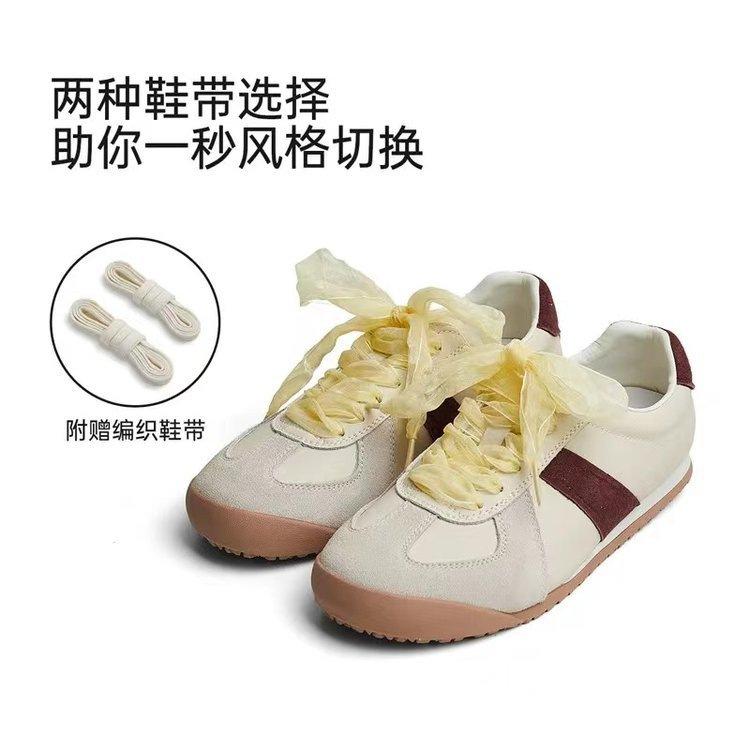 

Retro casual sports shoes spring and summer new soft leather niche silver ballet training shoes 35 абрикосовый
