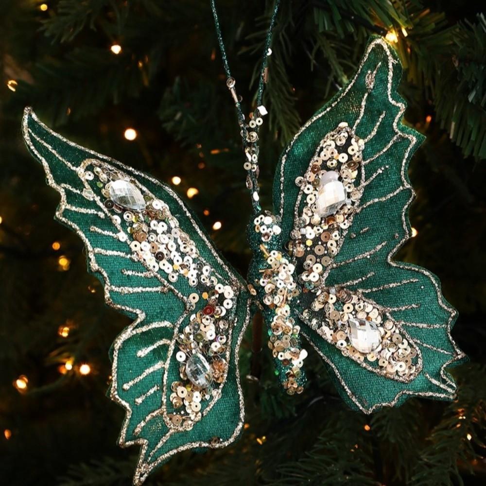 Glitter Butterfly Christmas Flower Simulated Sequins Christmas Tree Decoration Exquisite Artificial Butterfly Clip Home Party