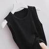 WTEMPO Women Spring Summer Knitted Camisole Vests Outerwear Loose Short Base Shirts Stylish Round Collar Sleeveless Tops