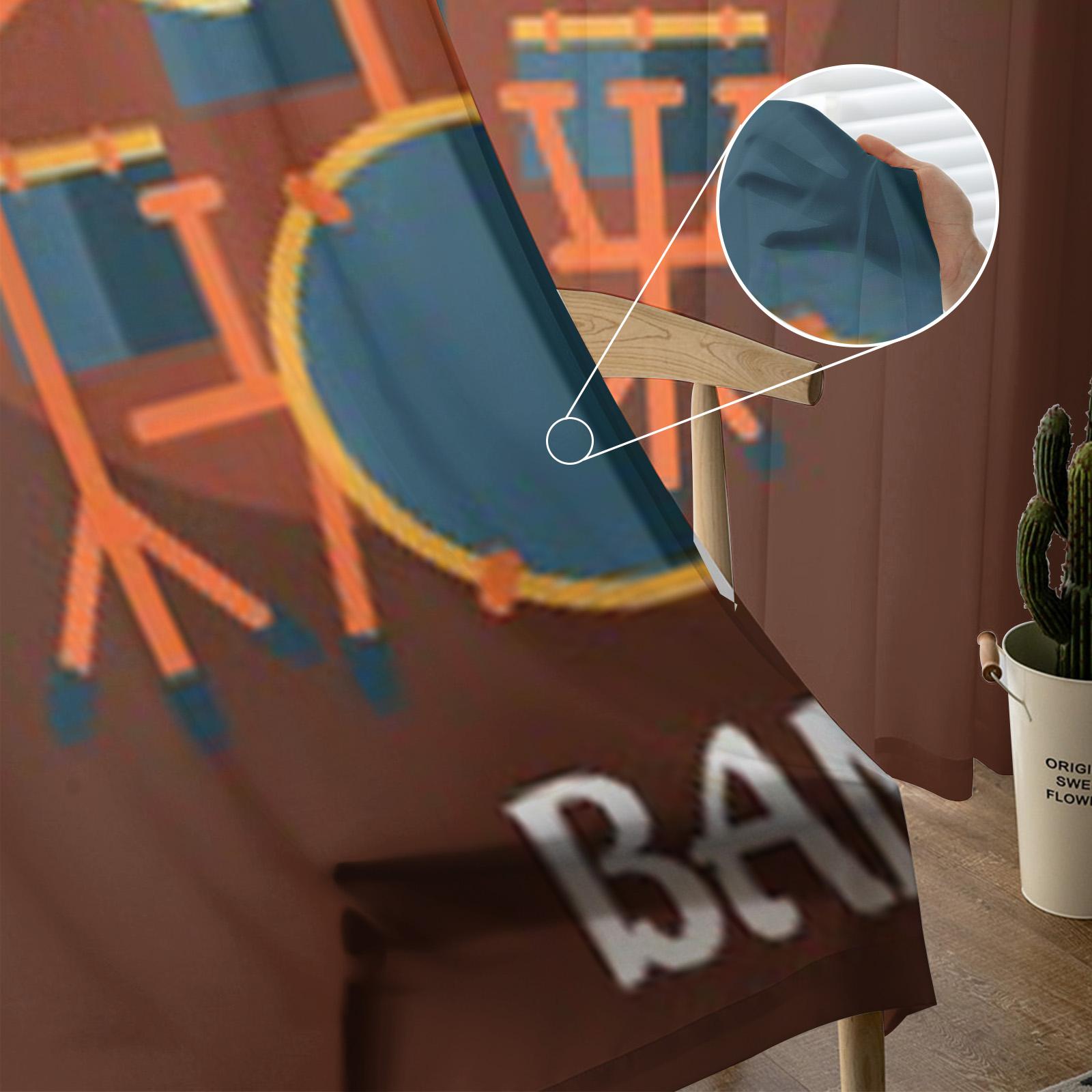 Музыкальная группа Электрогитара Барабанные палочки Шифоновые прозрачные шторы — фото 4