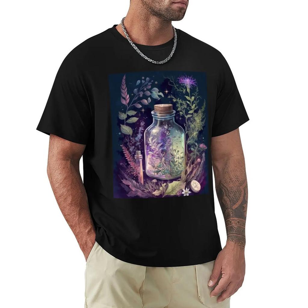 Witchy Pastel Goth Apothecary Potion Bottle T-Shirt Tops Cute Clothes Boys Animal Print Korean Fashion Oversized T Shirt Men