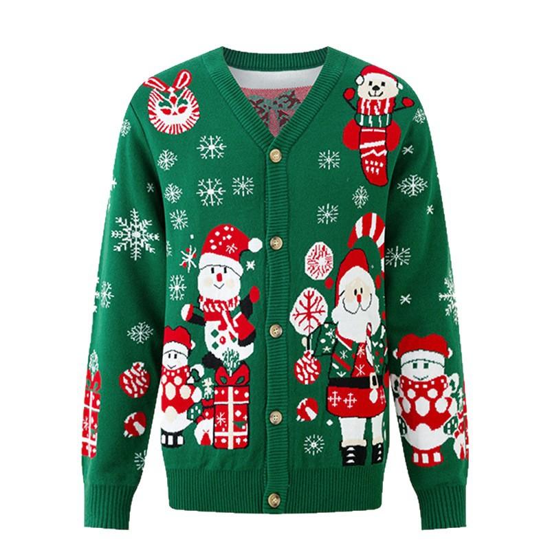 New Christmas cardigan custom autumn and winter European and American loose and versatile men's and women's casual jacquard knitted sweater jacket