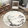 Cozy Round Butterfly Multicolor Rug Mat, Non-Slip Floor Mat for Office