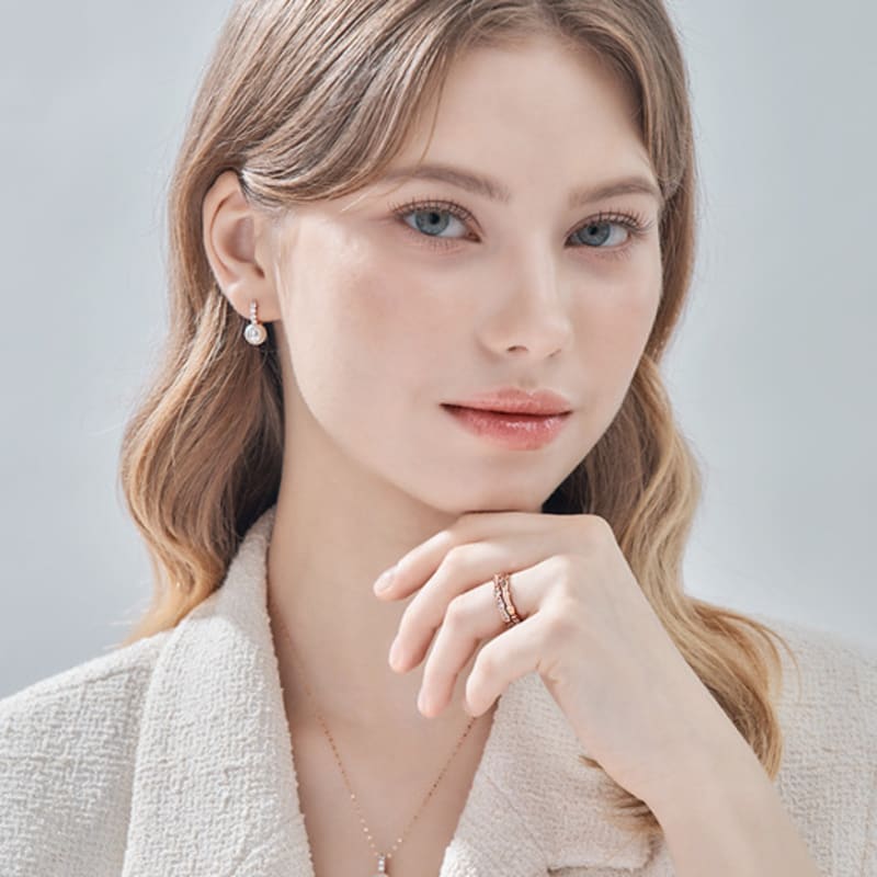 ELLE Jewelry White Point Layered Ring 2-Piece Set ELBRWR142