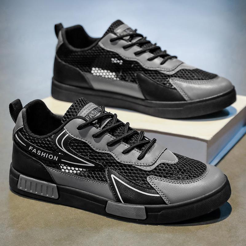 

Мужская обувь лето новая дышащая тонкая сетка модные кеды мужские подростковые повседневные походные спортивные для отдыха трендовая обувь 44 чёрный