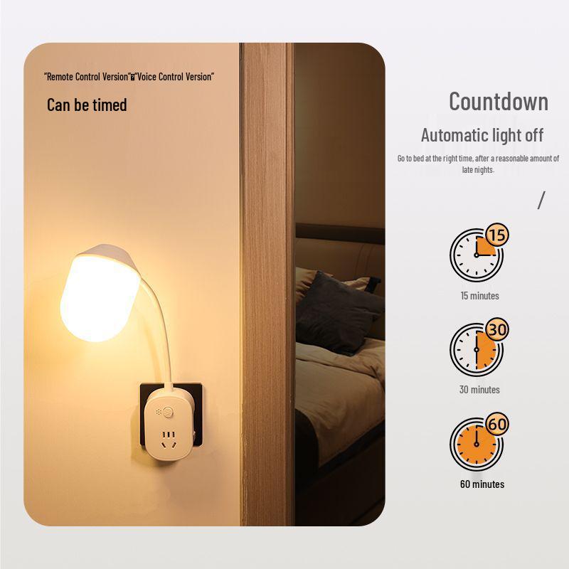 Smart Voice-Control Night Light Plug-in for Bedside - Soft, Warm Milk Glow