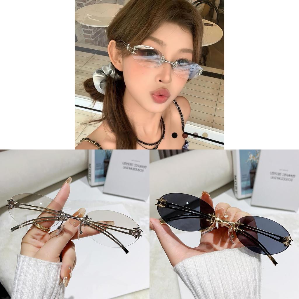Jennie Style Oval Cat Eye Sunglasses With Uv400 Protection For Fashionable Outings