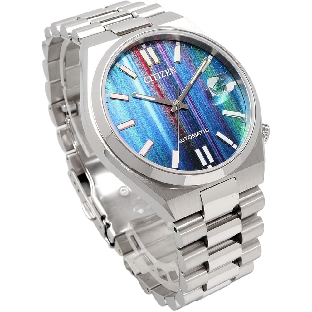 Citizen Tsuyosa Automatic Men's Watch NJ0151-53W Sapphire Glass Multicolor Rainbow Index Silver