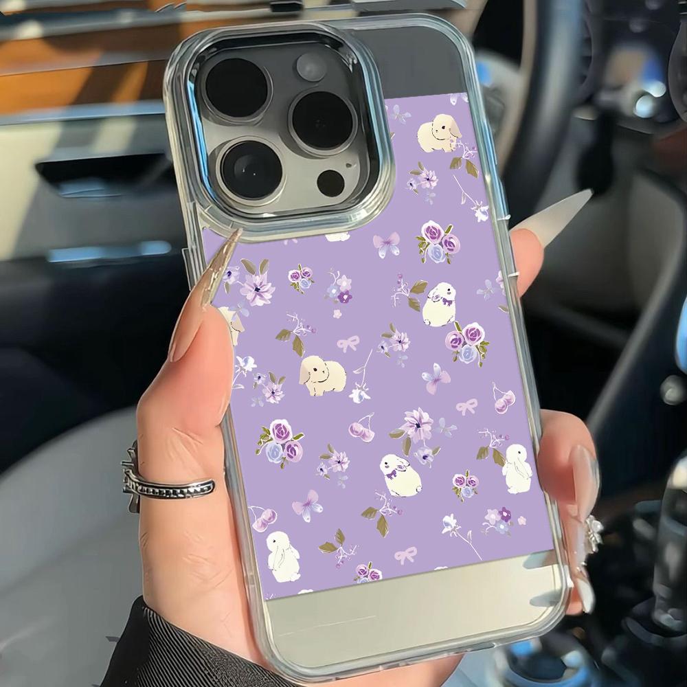 Fragrant Taro Rabbit Flowers Phone Case For Iphone 17 17E 16E 13 ProMax 15 14Plus 12 11 16 Ultra Exquisite Anti-Drop Cover Coque