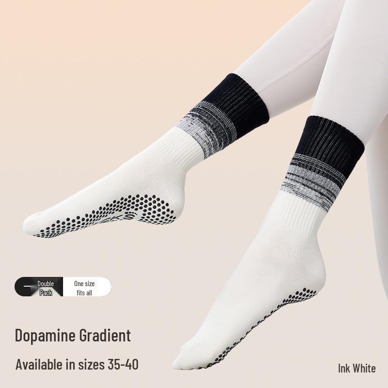 Non-Slip Gradient Yoga & Pilates Socks - Long, Unisex, for Sports & Fitness чёрный