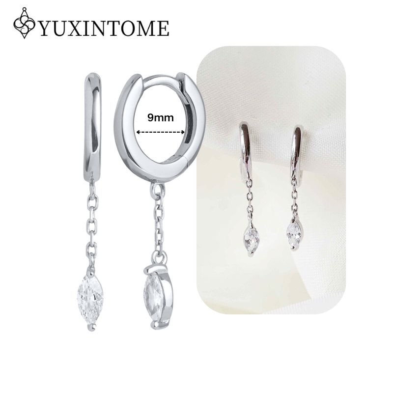 925 Silver Ear Needle Crystal White Zircon Silver Series Tassel Drop Earrings Luxury Fashion Party Jewelry Accessories