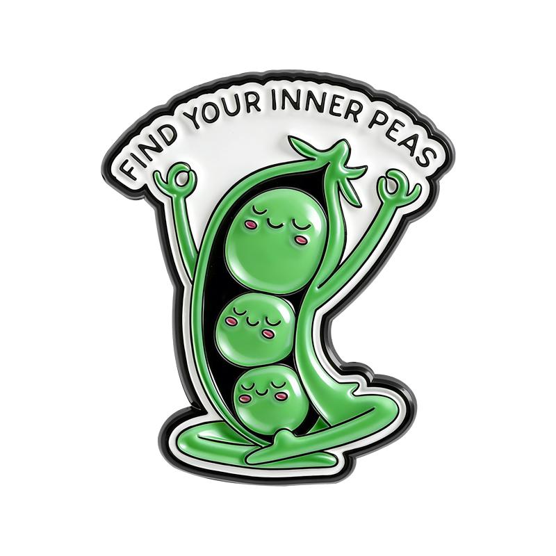Funny Pea Pun Enamel Pins We Come In Peas Find Your Inner Peas Mindfulness Enthusiasts Brooches Badge Jewelry Gifts for Friends