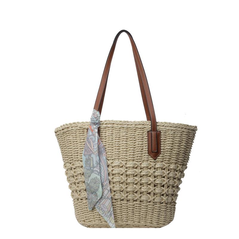 

Fashion retro style personalized woven silk scarf contrasting color striped women s shopping bag spring new shoulder handbag without silk scarf