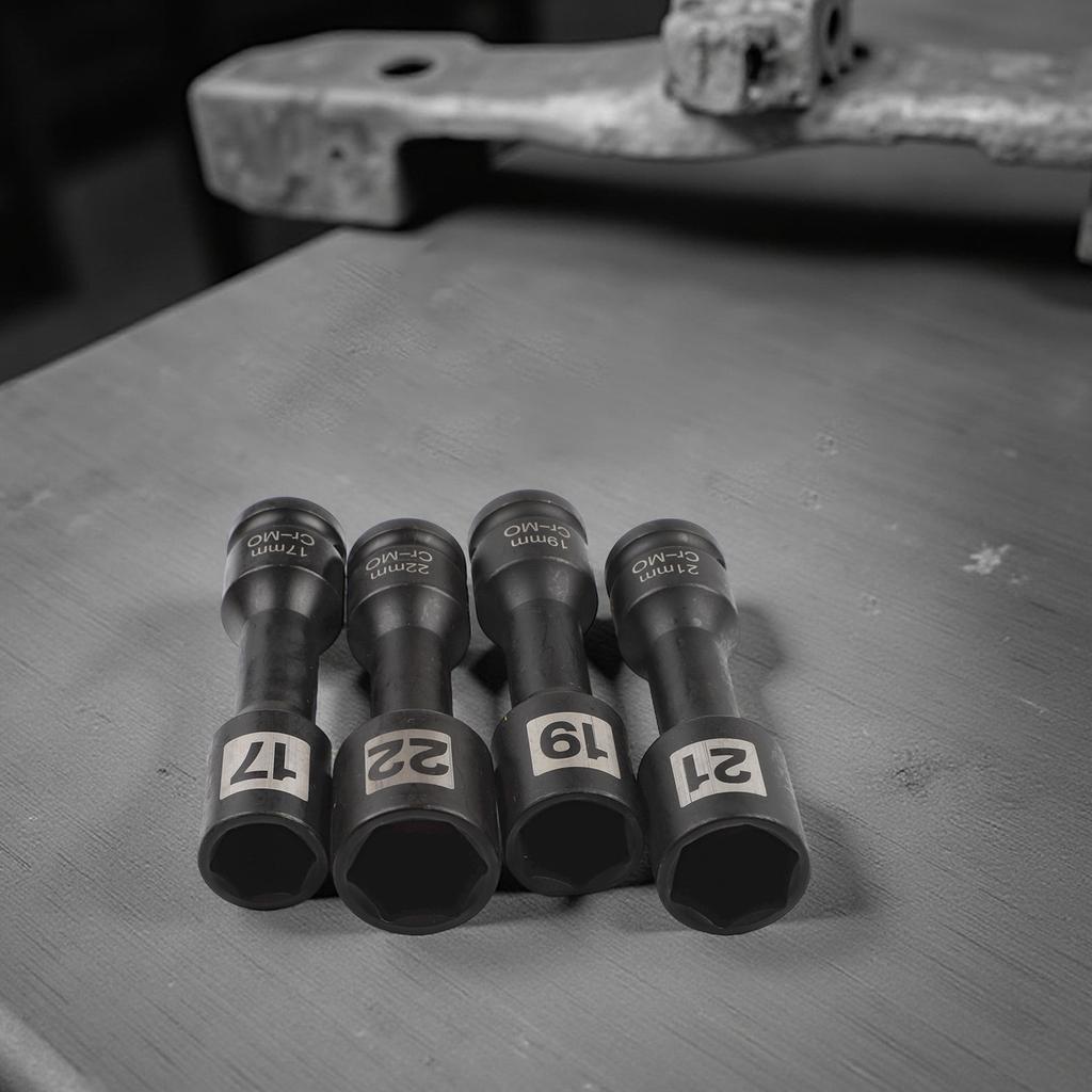 Repair Projects Hex Nut Sleeve Tool Chromoly Steel Socket Set Mechanical Tool High-Torque Tools 4-Piece Socket Set