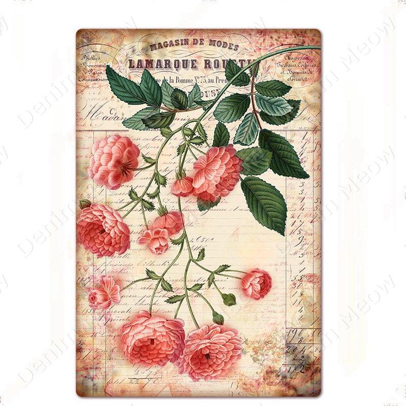 Frisch geschnittene Blumen Vintage Metallblechschild Wandplakette für Floristen Garten Hinterhof Café Familiengeschenk Dekoration N