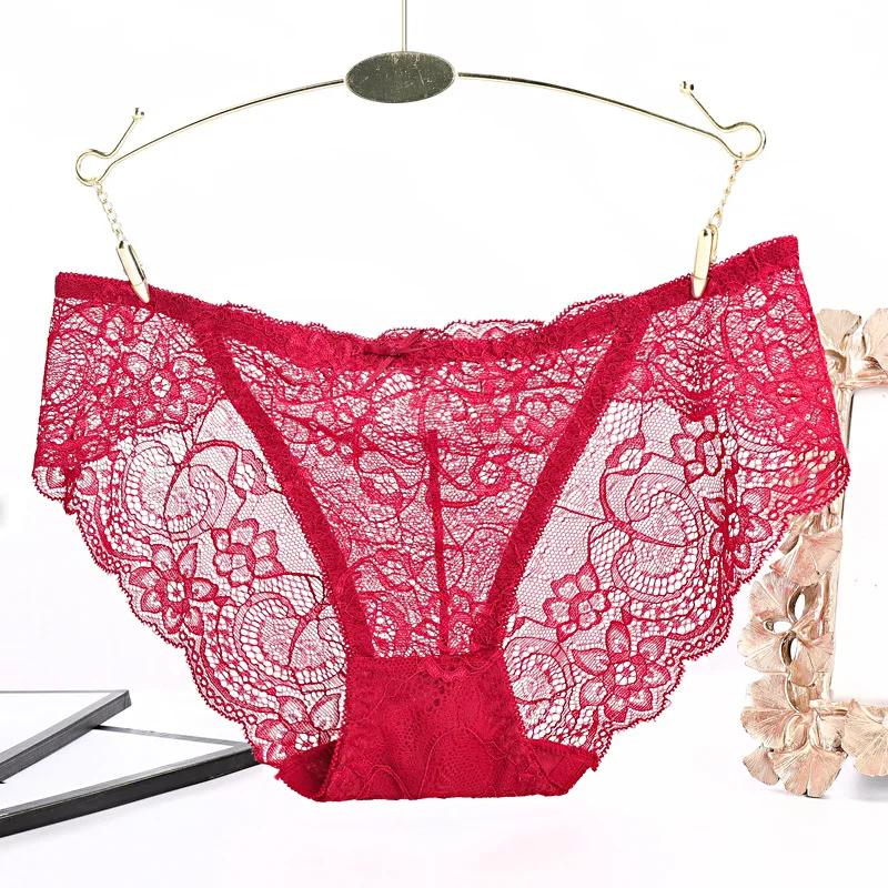 Sexy Ladies Lace Transparent Panties Low-Rise Lingerie Female Hollow Out Underpants Comfortable Short See Through Briefs