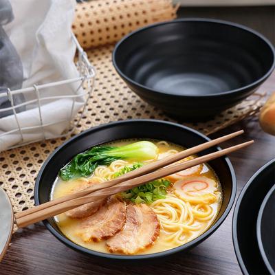 Servies Melamine Ramenkom Ring Strepen Puur Zwart Fruitschaal Grote Capaciteit Japanse Stijl Noedelkom Restaurant