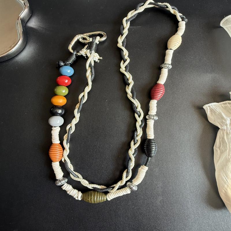 Laccetto per Cellulare in PVC con Intreccio di Perline per Uomo Donna
