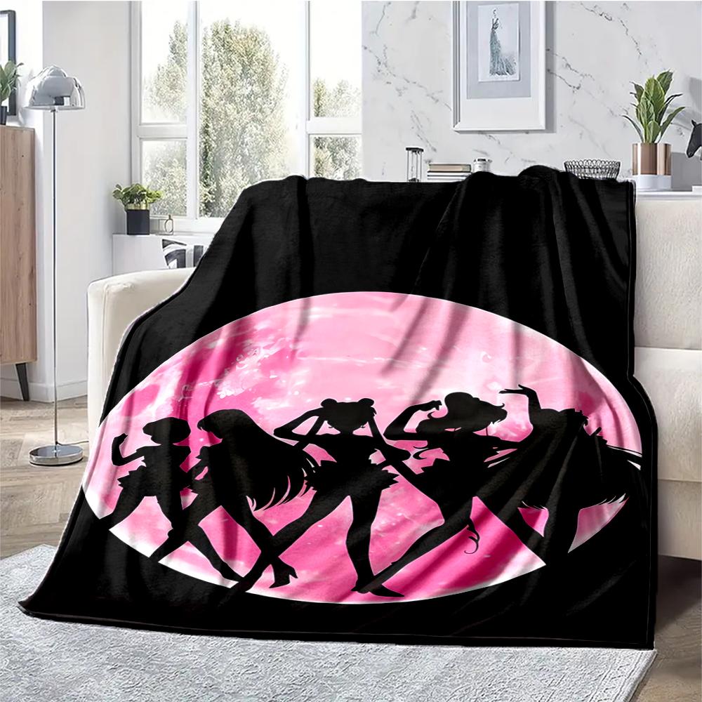 Sailor Moon Theme Printed Blanket - Perfect for Couch, Bed, Travel & Outdoor Use | Machine Washable, Cozy & Durable.
