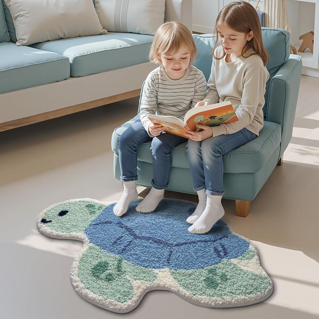 VIKAMA Cartoon Turtle Imitation Cashmere Rug Soft Children's Bedroom Floor Mat Non-Slip Bathroom Foot Mat Home Decor