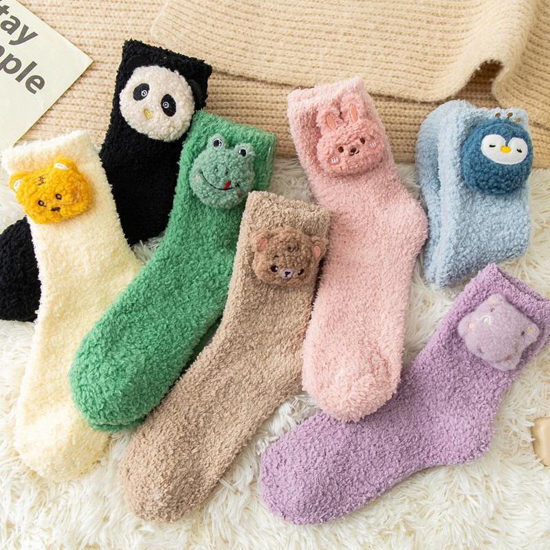 Coral Fleece Socks, Thickened Thermal Floor Socks, Terry Accessories Medium Tube Socks