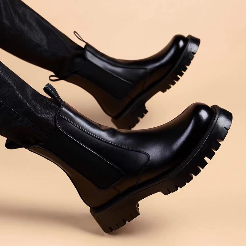 High Quality Men's Boots Punk Hip Hop Natural Leather Tooling Shoes Handsome Chelsea Boot Trend Short Cowboy Botas Hombre Zapato