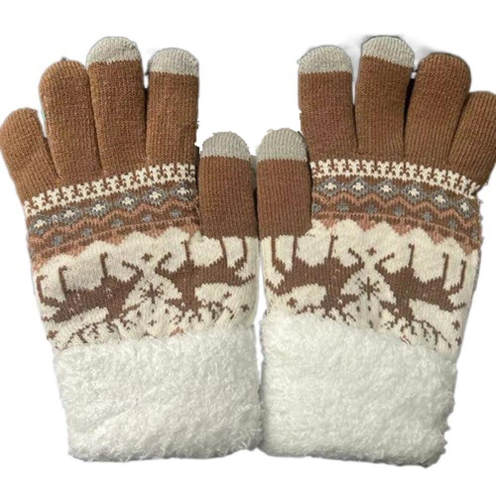 Thickened Full Finger Gloves Deer Winter Mittens Fashion Christmas Knitted Gloves Autumn
