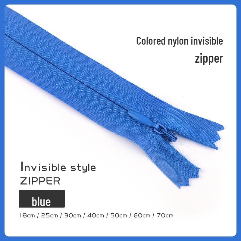 Fermeture éclair invisible colorée pour jupes, pantalons et chemises (18-70CM)