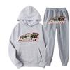 Mens Hooded Streetwear Tracksuit Set - Black Red Tiger Print Long Sleeve Top Jogger Pants Thick Casual Outfit