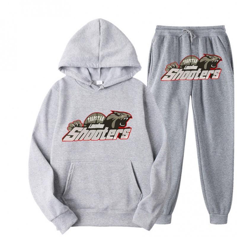 Mens Hooded Streetwear Tracksuit Set - Black Red Tiger Print Long Sleeve Top Jogger Pants Thick Casual Outfit