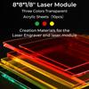 Creality 8x8x18"" Üç Renkli Şeffaf Akrilik Levhalar 10 adet CO2 lazer gravür makineleri için uygundur