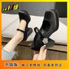 Skinny Mary Jane shoes women's 2025 autumn new thick heel Korean version with rhinestone decoration square head single shoes high heels