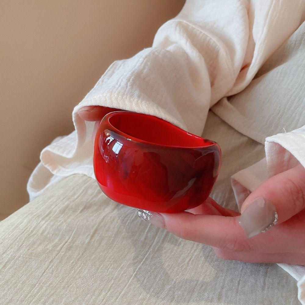 Retro Jelly Color Wide Bracelet Vintage Geometric Irregular Bangle Glitter Acrylic Bangle  Girls