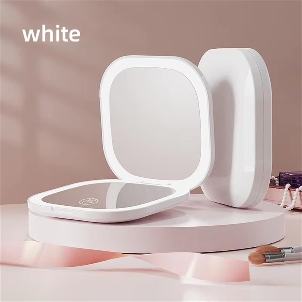 

Small Compact Foldable Pocket Hand Led Makeup Mirror With Led Light 5X/10X Magnification Rechargeable And Small