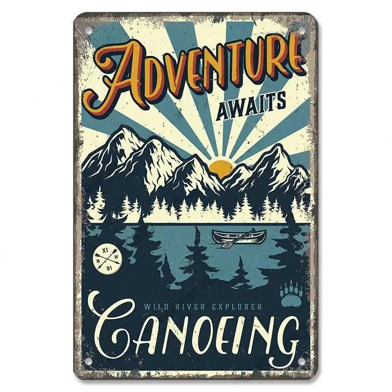 Camping  Adventure Plaques VintageMetal Tin Signs Plate Mountain Trip Campervan Tours Room Gym Sign Posters Wall Decor Travel