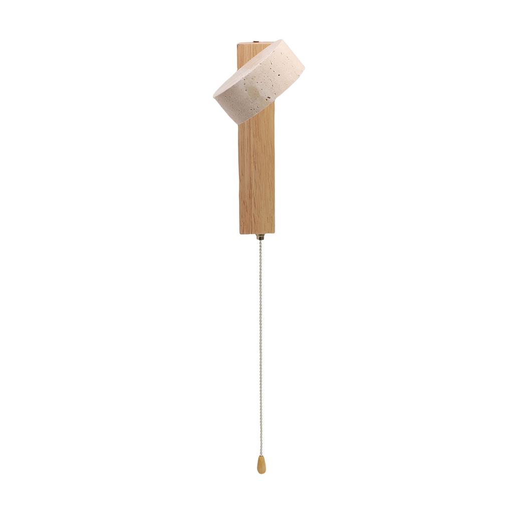 LED Wall Sconce Oak Wood Travertine Stone Modern Rotatable Wall Light Fixture Art Decor for Entryway Hallway Bedroom Bathroom