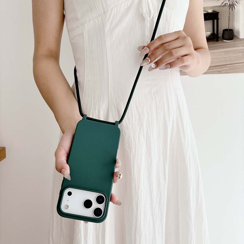 Husă de telefon cu șnur de lux pentru IPhone 17 Air 16 15 14 13 12 Pro Max Plus 16E, Culoare bomboană, Carcasă moale din silicon TPU