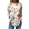Women's Fashion Casual Round Neck Floral Long Sleeve T-shirt Pullover Long Sleeve Top