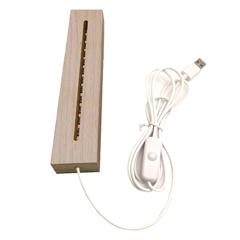 Resin Art Rectangle LED Lights Display Base Pedestal Crystal Wooden Lighted Base Stand Night LED Light Lamp Base LED
