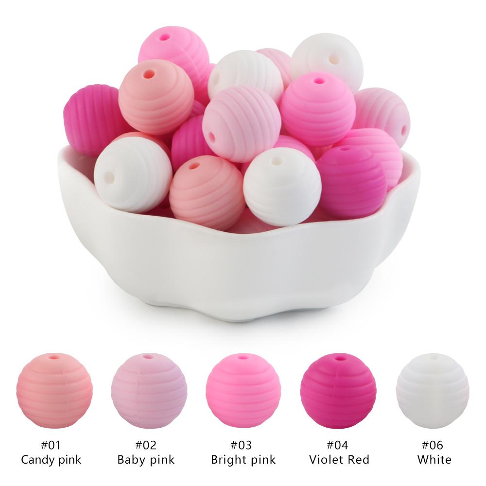 Kovict 25Pcs Threaded Silicone Beads 15mm Round Beehive Spiral Beads DIY Bracelet Necklace Accessories For Jewelry Marking