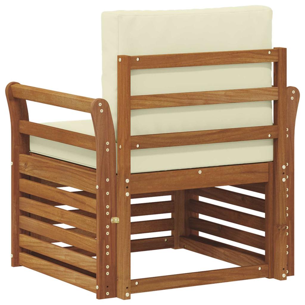 Outdoor Sofa Set Solid Acacia Wood and Polyester