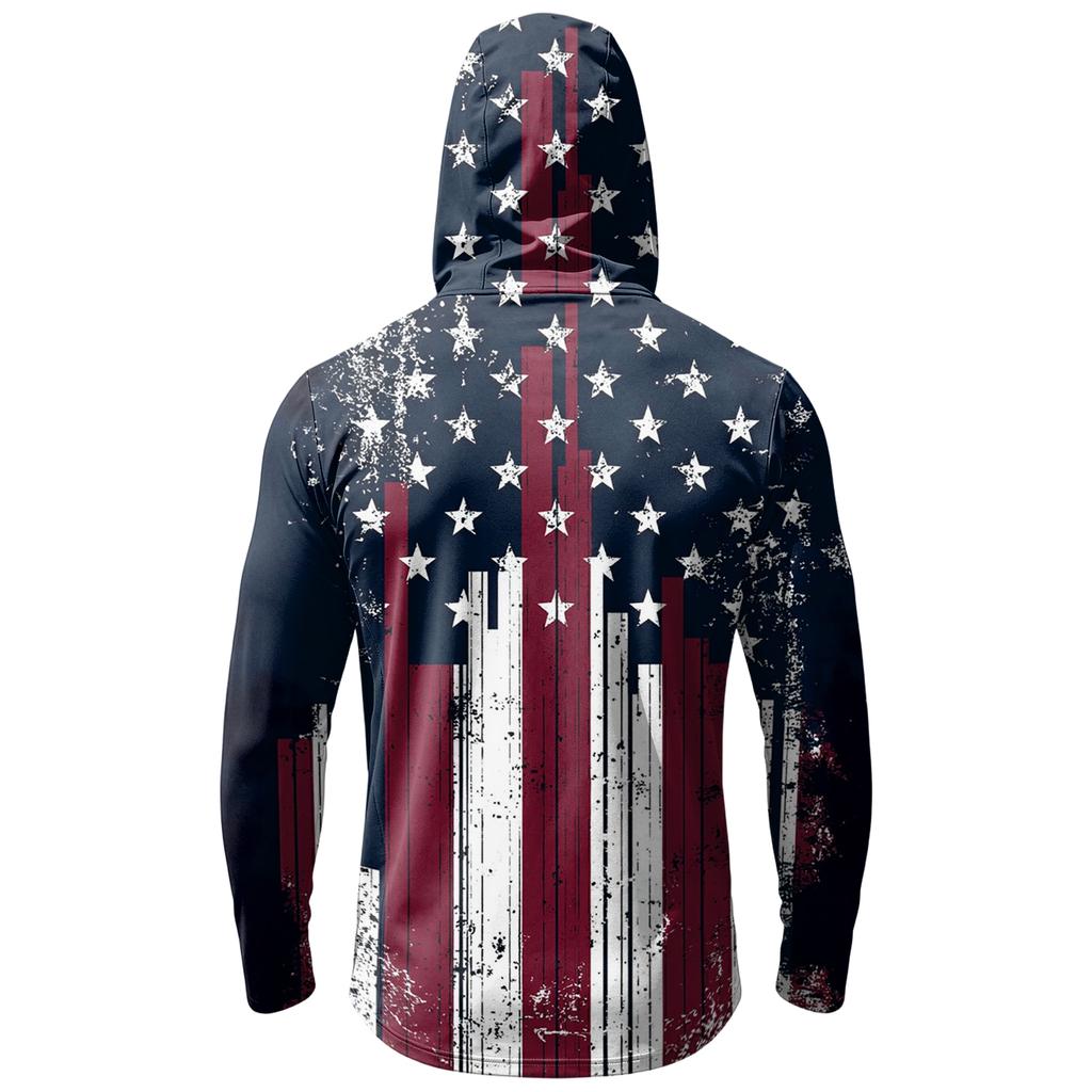 Top Casual de Manga Larga con Capucha para Hombre con Estampado de Bandera del Día de la Independencia Ligero Pulóver para Actividades al Aire Libre