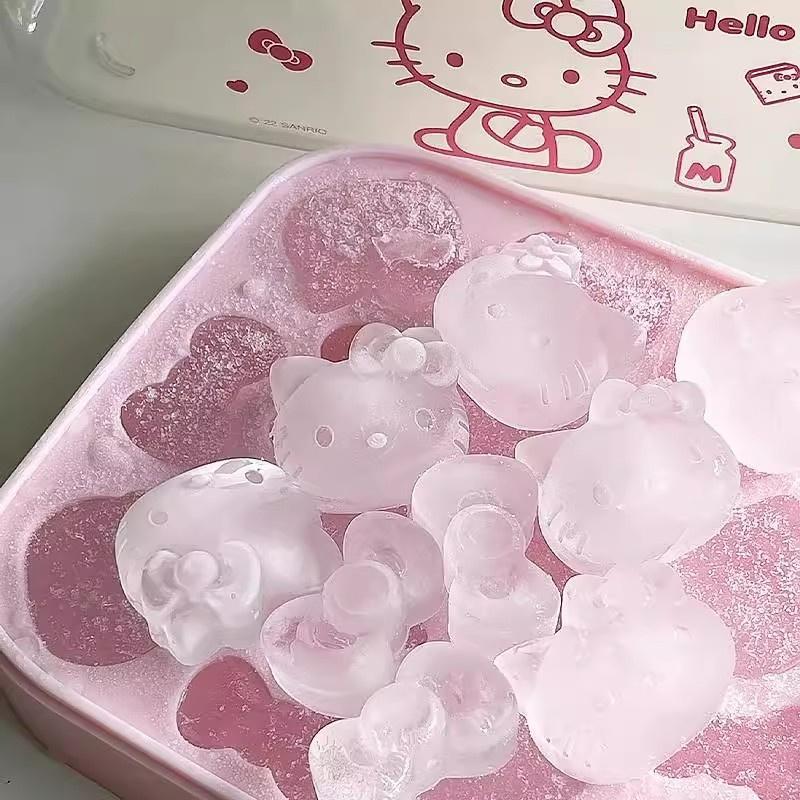 Kitten Kt Press Ice Cube Mold - Cute Cartoon Silicone Ice Tray, Household Ice Making And Storage Box