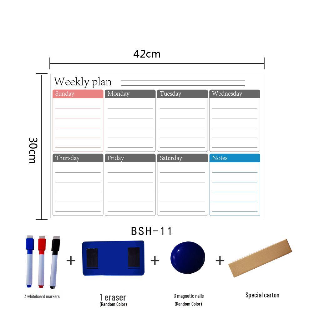 Erasable Magnetic Calendar & Whiteboard Sticker Set for Fridge – Customizable Planner & Message Board