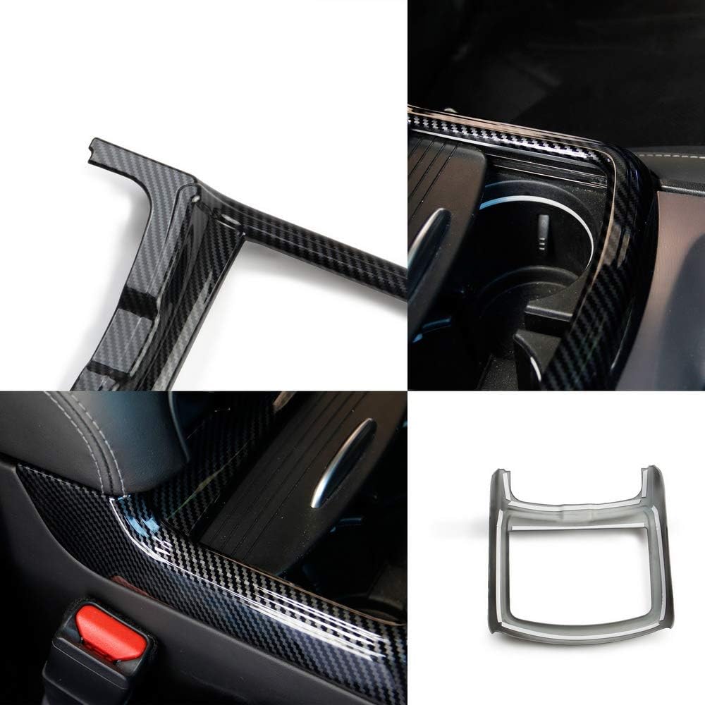 Red Carbon Fiber Cup Holder Cover Trim Decor Sticker for Dodge Charger 2015-2021/ Chrysler 300 2015-2021