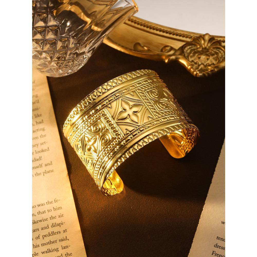 Bohemian Ethnic Style Tibetan Bracelet, High-end Ancient Silver Open Bracelet, Personalized Trendy Cool Arm Ring Jewelry.