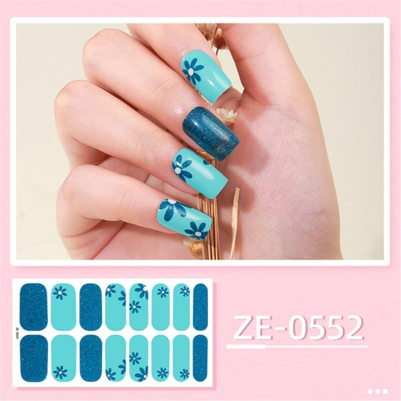 Nail Polish Sticker Self-Adhesive Nail Sticker Manicure Sticker Full Nail Wraps Waterproof Nail Strips with Nail File