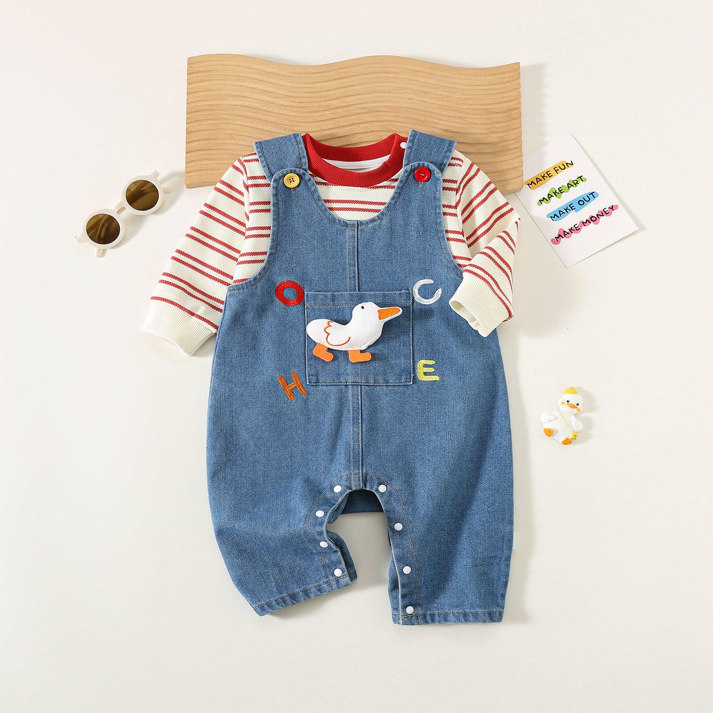 

Детский джинсовый комбинезон без рукавов - Милый весенне-осенний ромпер-комбинезон 90 cm