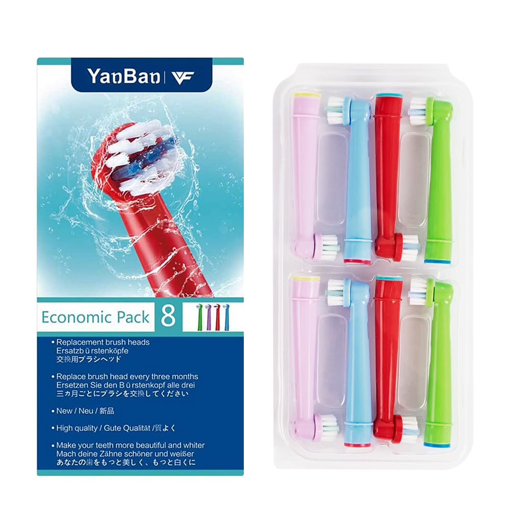 VINFANY Brown Compatible Electric Toothbrush Replacement Brush Sumizumi Clean Kids Color Toothbrush Children's (8 Pieces)