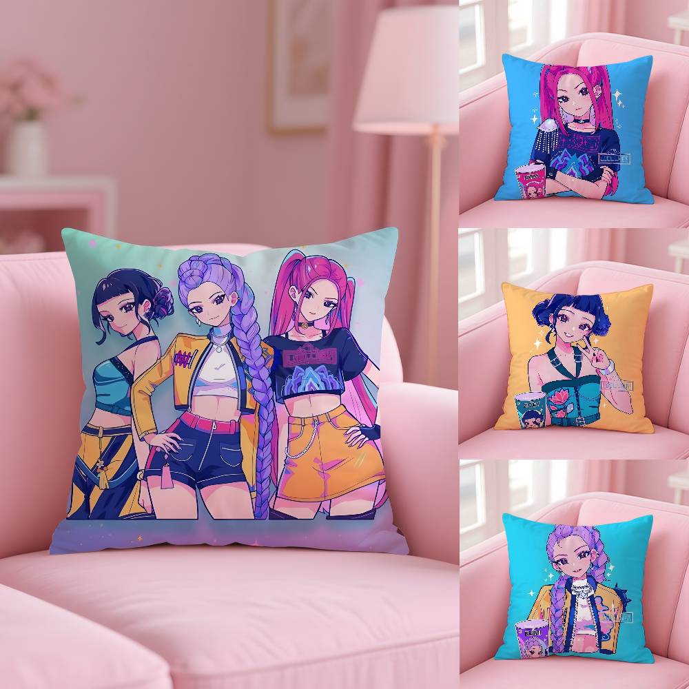 KPopS D-Dämonenjäger Kissenbezug Muster Bedruckter Kissenbezug für Wohnzimmer Sofa Kissenbezug & Schlafzimmerdeko